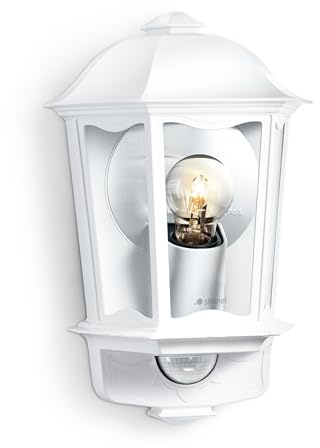 Steinel Außen-Wandleuchte L 190 S weiß, 180° Bewegungsmelder, 12 m Reichweite, Softlicht, Grundlicht, Dauerlicht