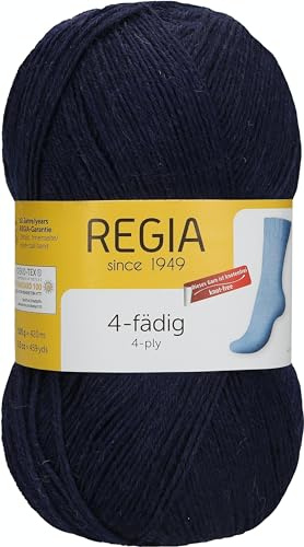 REGIA 4-fädig Uni 9801268-00324 marine Handstrickgarn, Sockengarn, 100g Knäuel