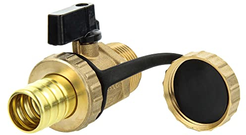 tecuro - Connettore valvola a sfera KFE 3/4 pollici AG x uscita 1 pollice AG, con raccordo per tubo flessibile e tappo di sicurezza, valvola di scarico della caldaia