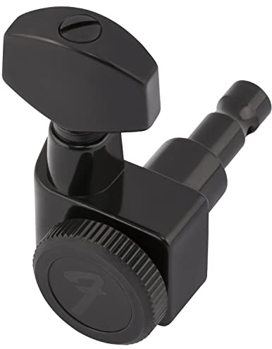 Fender Locking Tuners for Stratocaster®/Telecaster®, Staggered Electric Guitar Tuning Machines, 18:1 Gear Ratio, Black