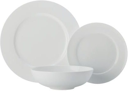 Maxwell & Williams Cashmere White Dinner Set for 4 in Gift Box, Classic Rim Design, Fine Bone China, White, 12 Pieces
