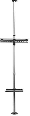 Nedis Floor-to-Ceiling TV Stand, Adjustable Height, Suitable for 37-70 Screens, Max. 30kg Weight, 360° Swivel, VESA Compatible - Black/Silver