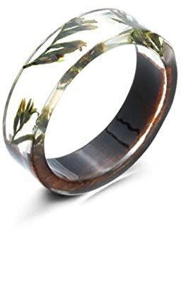Hartsring torkade blommor växter inuti smycken Transparent ring för kvinnor Present-9, LV