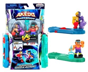 Akedo Legenden Powerstorm Duell-Set, 2 Miniatur-Kämpfer und 2 Kampf-Controller, Buster Splits VS Sweatstain