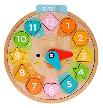 Petit Collage Multi-Language + Counting + Colors Wooden Learning Clock