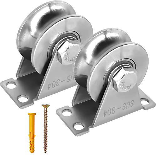 U-Type pulley 2pcs steel pulley blocks, quality Single Pulley Wheels with Mute Bearings Groove Sliding Roller, Use for gym Fitness, Material Handling and Moving Mount Pulley Block