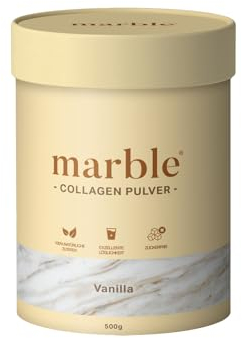 marble® Collagen Pulver 450 g - Collagenpeptide skin glow - 60 Tage risikofrei testen - Aminosäuren Komplex hochdosiert - Kollagenpulver in Pappdose ohne Plastiklöffel – Vanilla