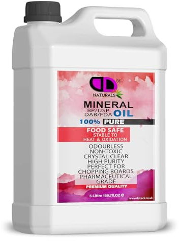 DD Teck Food Grade Mineral Oil for Wooden Chopping Boards & Butcher Blocks – Cutting Board Conditioner for Wood, Bamboo & Countertops (5 Liter)