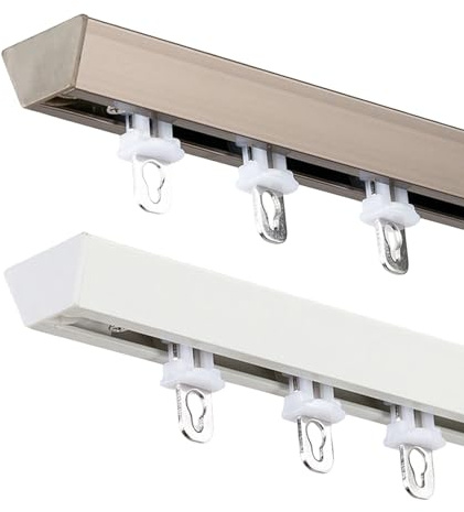 TZUFA Rail Rideaux Plafond, Rail De Rideau Robuste, Tringle À Rideau Montée Au Plafond pour Bureau, Salon, Chambre (1-6 M)(Blanc,1.2m)