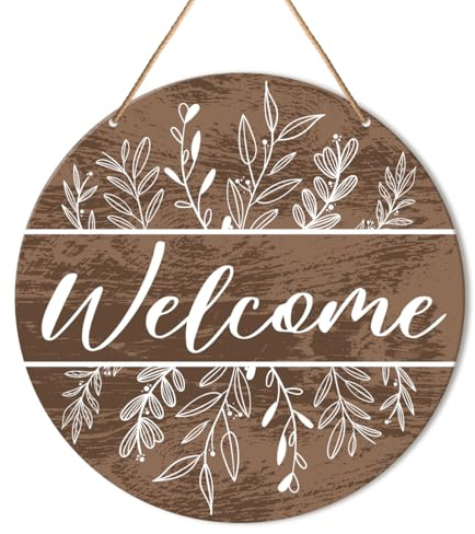 Welcome Sign Front Door Decor, Welcome Wood Hanging Sign Decor Farmhouse Wall Sign Decorations for Door, Porch, Home, Housewarming Gift for New House Home Apartment, Spring Florals Door Hanger