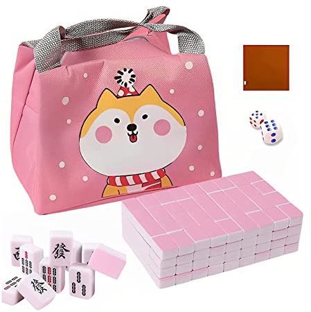 ppARK Mahjong Chinesisches Mahjong, tragbares Mini-Mahjong-Set, chinesisches Mahjong-Spielset, 144 Spielsteine ​​mit tragbarer Handtasche für Reisen, Familie, Freizeit, Unterhaltung Mahjong Spiel