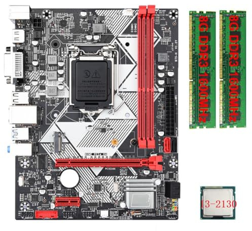 Qussedser Carte mère B75-H + processeur I3-2130 + 2 x 8 Go DDR3 1600 MHz RAM LGA 1155 USB 3.0 3.0 pour ordinateur