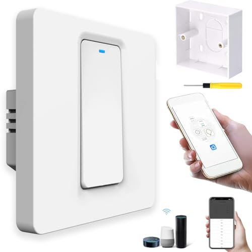 Acmerota Immersion Heater Timer Switch 20A WIFI Smart Water Heater Timer Switch 4000W Button Boiler Switch, Compatible for Google Home Alexa APP Control (45mm deep Box)