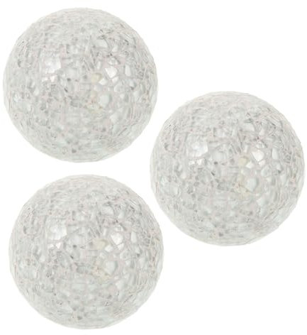 Alipis Glass Mosaic Balls Table Centerpiece Orbs 3.1 Inch Glass Sphere Ornaments Decorative Tabletop Decor for Home Vase Fillers 3pcs Set