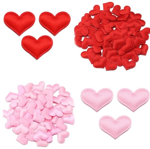 MUNTE 200 Stück Herz Deko, 3D Deko Herzen in Rot & Rosa, Herz Dekoration 2,5 CM, Geeignet für Hochzeiten, Geburtstage, Partys, DIY Handgefertigt