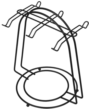 ANDRESLAD Tazze in Metallo Nero con Ganci Base Rotonda Stabile Supporto per Tazze da e Piattini Espositore Multifunzionale per Cucina Ufficio e Riunioni