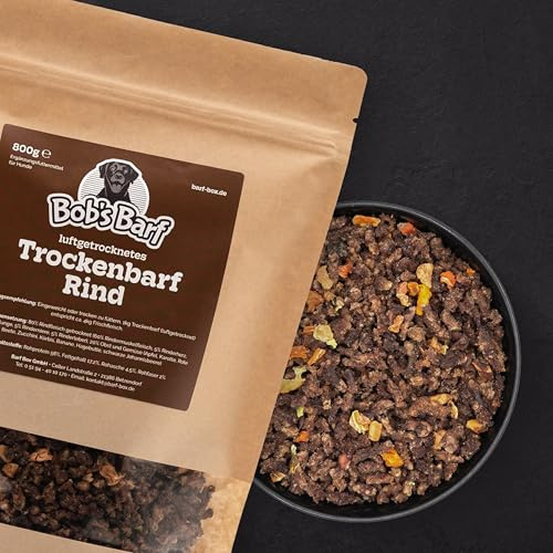 TrockenBARF Bœuf 100 g | Barf séché à l'air libre pour chiens | 80 % de bœuf avec intérieur | Barf sans congélation | Sec ou trempé | Idéal pour les vacances, les voyages et le camping