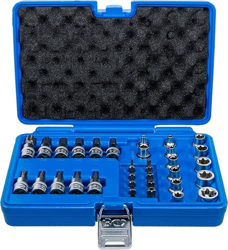BGS 5021 | Juego de puntas y llaves de vaso | 10 mm (3/8) | perfil en T (para Torx) | 34 piezas