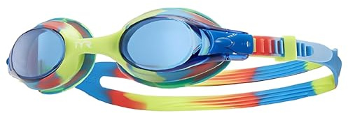 TYR Girls Pink & Purple Swimple Goggles, Blue/Yellow/Pink, One Size