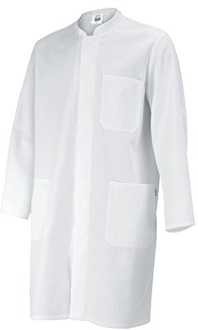 BP 1654-130-21-2XLn Unisex-Mantel, Langarm, Stehkragen, 205,00 g/m² Reine Baumwolle, weiß, 2XLn