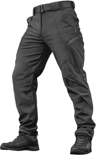 M-Tac Men’s Winter Tactical Work Pants - Thermal Softshell Fleece Lined Cargo Pants for Cold Weather & Outdoor Use (Black, S)