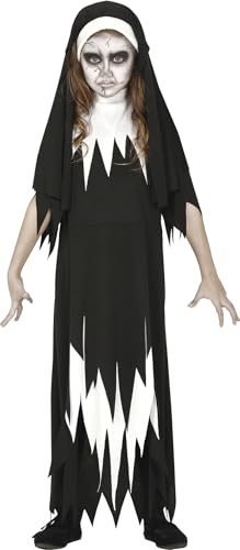 FIESTAS GUIRCA Zombie-Nonne Halloween-Mädchenkostüm schwarz-Weiss