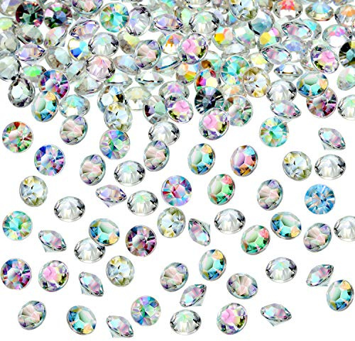Hicarer 4000 Pieces Clear Diamonds Crystals Acrylic Gems Wedding Table Scattering Gemstones Christmas Party Decorations Bridal Shower Masquerade Vase Fillers (Crystal AB, 6 mm)
