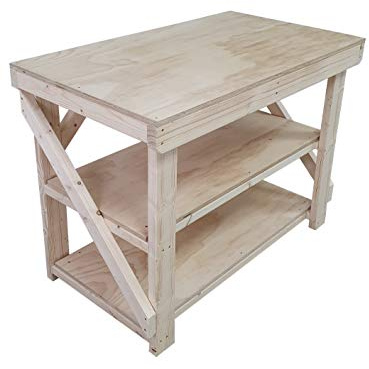 Arbor Garden Solutions Wooden Workbench Superior Strength 18mm Plywood Top With double Shelf - Industrial Heavy-Duty Table (4ft)