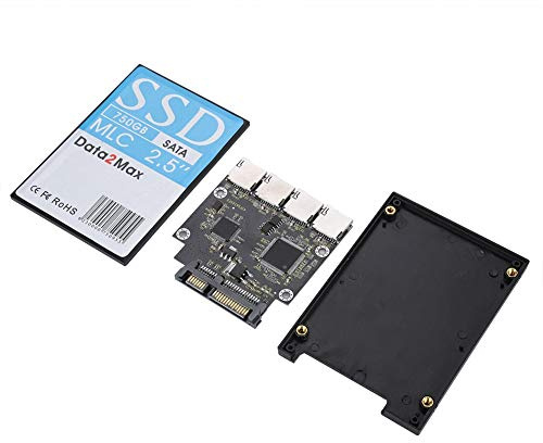 Diyeeni 4-Port SD zu SATA Adapter, 4X Micro SD/TF Speicherkarte zu SATA Adapter, SD Speicherkartenadapter SATA HDD/SSD, SD/TF zu SATA Elektronische Festplatte