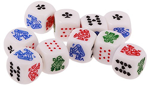 lahomia 10 Stück Six Sided Poker Würfel Set für Party Pub Bar Poker Karten Brettspielzeug