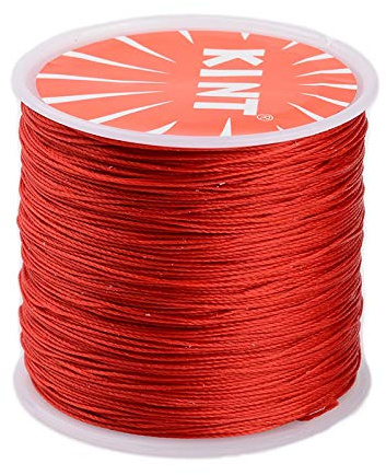 Cheriswelry Cordoncino rotondo in poliestere cerato, 0,5 mm, 100 metri, per perline con rocchetto, per la creazione di gioielli e braccialetti intrecciati, macramè, rosso scuro