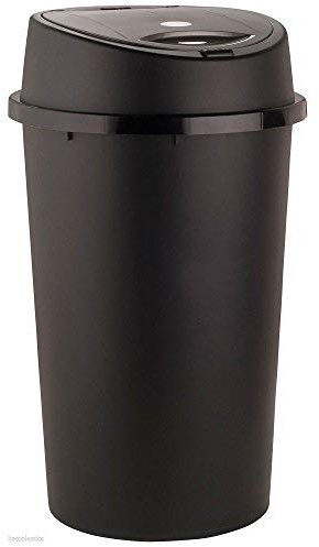 KetoPlastics 45 Litre Touch Bin for Home, Garden, Office, School, Kitchen, Bathroom - Portable Pedal Bin With Removable Lid in All Black