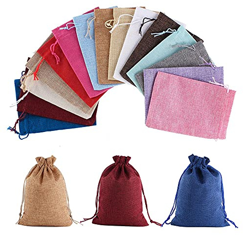 Niaciswe Jutesack Klein 45 Stücke Leinensäckchen Klein Lavendelsäckchen Leer Säckchen Jutebeutel Jute Säckchen Jute Sack mit Kordelzug für Verlobung Hochzeit Party und Weihnachten 15 Farben