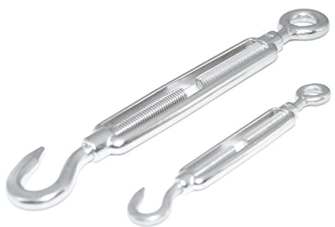 Spannschloss M4 Form C Öse-Haken 2 Stück Edelstahl EN 1.4401 Spannschraube A4 NIRO, Nirosta