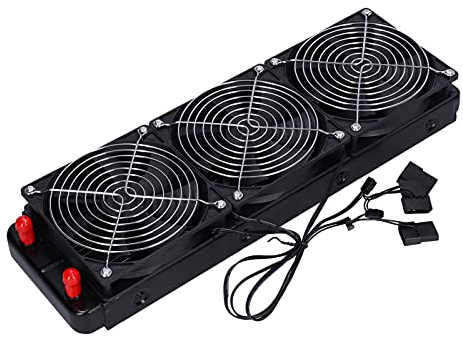 Radiador de Refrigeración por Agua, Radiador de Intercambiador de Calor de 360 ​​mm Y 18 Tubos con 3 Ventiladores Pequeños Incorporados, Enfriador de CPU Líquido Multifuncional