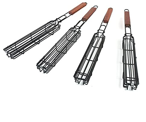 HMTE Tragbarer KebabBBQ-Grillkorb Eisen-Metall-Antihaft-Party-Barbecue-Grill-Korb-Werkzeuge Mesh-Spieße Werkzeuge Küchenzubehör (Color : 4Pcs) (4pcs)