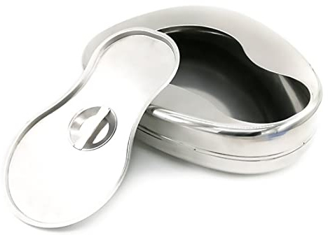 PEAMAN Bassins hygiéniques, urinoir INOX épaissi avec Couvercle Silver Bed Type Toilette pour Tout... (Size : with Cover)