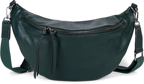 styleBREAKER Damen Halbmond Schultertasche groß | Crossbody Umhängetasche Handtasche mit 2 Wege Reißverschluss & verstellbarem Schultergurt 37 x 17 cm, Farbe:Petrol