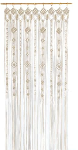Osunnus Boho Makramee Fenstervorhang Raumteiler Türvorhang 79x35 Zoll Groß Lang Makramee Wandbehang für Wohnzimmer Schlafzimmer Bohemian Home Decor Hochzeit Kulisse Schleierkraut - 1 Panel L