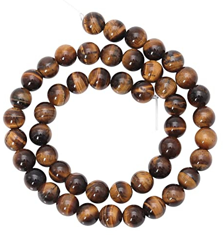 8 mm Tigerauge Edelstein Perlen zum Auffädeln für Schmuck Bastelperlen | runde Stein Perlen mit Loch, Kristall Schmuckperlen für Schmuckherstellung, DIY Makramee Bastelperlen, Wohn-&Raumschmuck