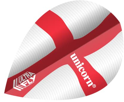 Unicorn Ultrafly Dart-Flights, Union Jack und St. George-Kreuz-Design, Ultra-strapazierfähiges 100-Mikron-Polyester-PET | Xtra, Plus oder Big Wing Form