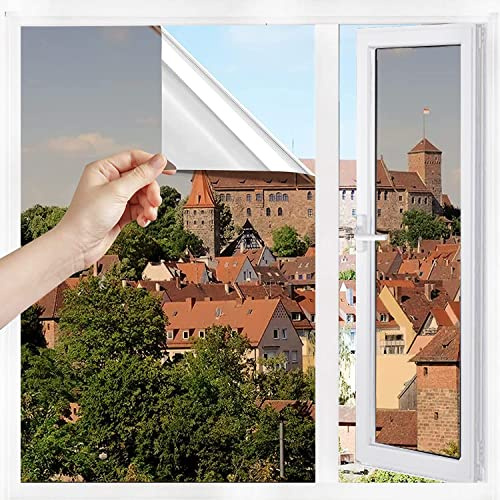 Sonnenschutzfolie Fenster Innen & Außen Spiegelfolie Fenster Sichtschutz Fensterfolie Sonnenschutz Hitzeschutzfolie UV Schutzfolie Einseitig Blickdicht Wärmeschutzfolie