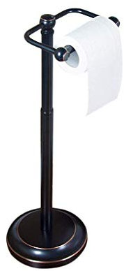 Toilettenpapierhalter, freistehender Toilettenpapierhalter, Ständer aus Edelstahl, modernes Papierhandtuch mit beschwerter Basis, höhenverstellbar (Farbe: Schwarz) Present