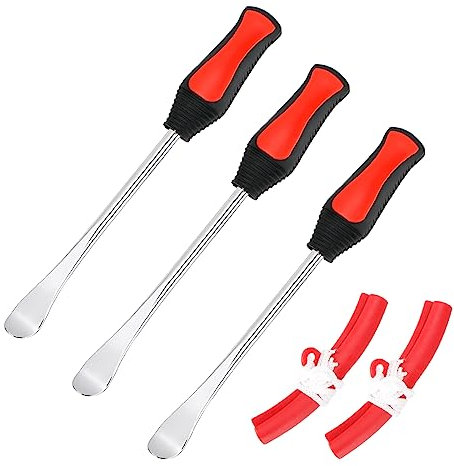 BELOMI Reifenlöffelhebel-Werkzeug-Set, Stahl, professionelles Reifenwechsel-Entfernungsset mit 1 tragbarer Tasche + 3 Reifenlöffel + 2 Felgenschutz, Reifenreparaturwerkzeug für Motorrad, Dirt Bike,