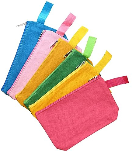 ViLiyDuo 6 Stück Stoffbeutel mit Reißverschluss,Reise Kulturbeutel, Segeltuch Kosmetiktasche,Stoff Federmäppchen,für Reisen Make Up Taschen, Aufbewahrung Schreibwaren