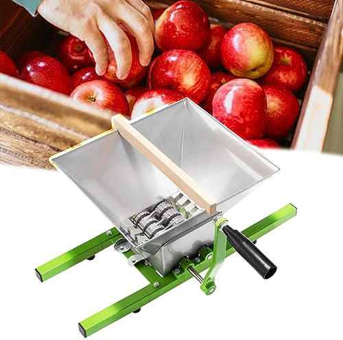 JOIEYOU Obstmühle, Passiermühle, Manuell Obstpresse Edelstahl, Beerenpresse, Apfelpresse mit Trichter & Einfüllstutzen für Obstweine Fruchtsäfte Apfelwein, 7L