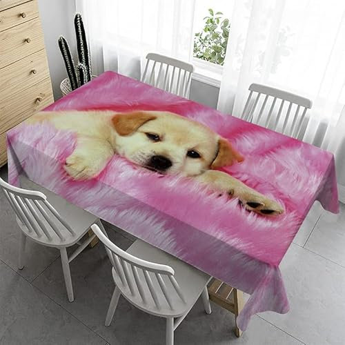 Syhi Qlty Abwaschbare Tischdecke Bierzeltgarnitur 140x240 cm - Rosa Hund Bierbank Tischdecke Wetterfest Tischwäsche Tischdecken für Biertische Hochzeit Kindergeburtstag