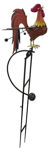 Red Carpet Studios Garden Art Robuste Windskulptur für den Außenbereich, dekorativer Gartenstecker, mittelgroß, Hahn