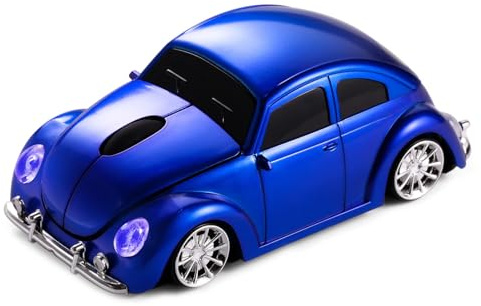 fxwtich Mouse sportivo automobilistico Cartoon Mini Car Wireless Ergonomia Comoda Impugnatura 1000 Dpi Plug-Play Mute Ottico Alimentato a Batteria Computer Portatile Tablet Computer Blu