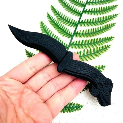 cristal Couteau à découper en cristal d'obsidienne naturelle, couteau à découper fait à la main, cadeau artisanal for hommes, épée fournitures de sorcière en cristal ( Color : Obsidian Dagger-03 )
